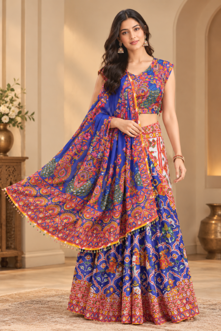 D No 210 By St Chinon Silk Patola With Peacock Printed Saree